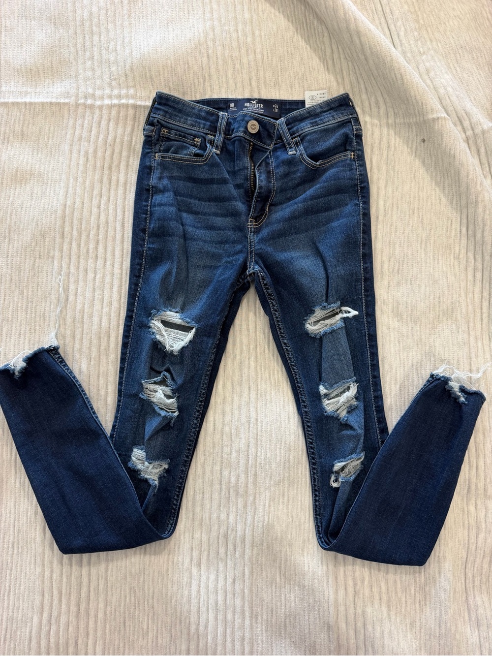 Hollister Dark Blue Distressed Skinny Jeans